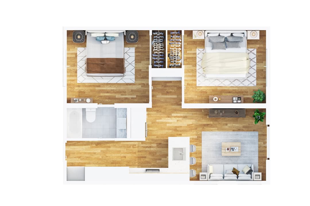 2 bedroom adu floor plan and interior home features