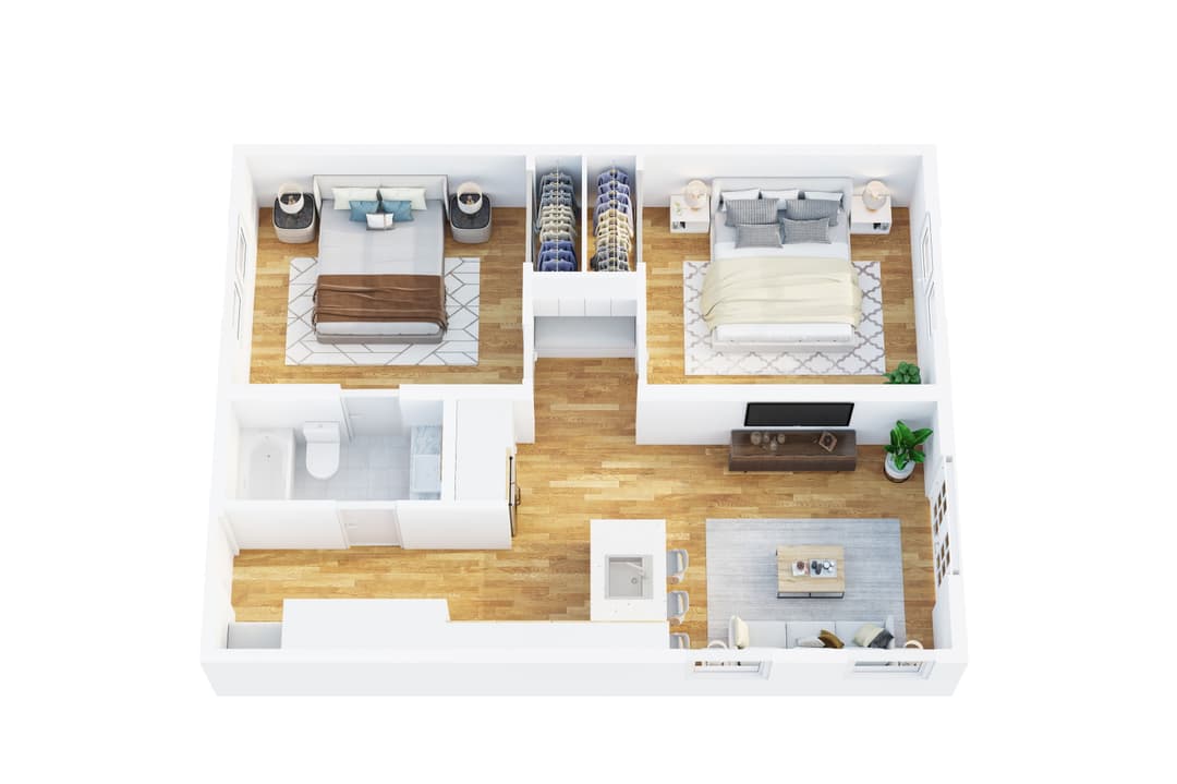 2 bedroom adu floor plan and interior home features